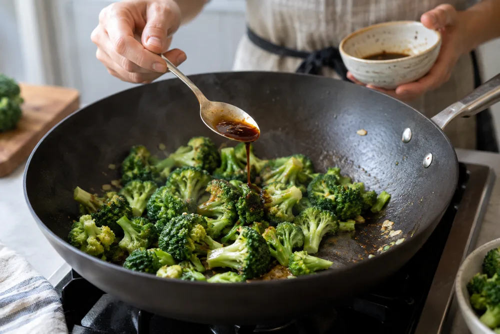 adding-sauce-to-broccoli adding-sauce-to-broccoli