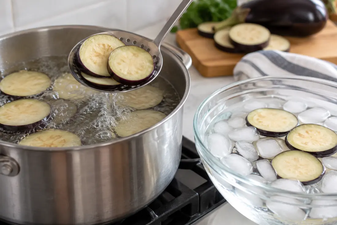 Differentiate blanching from fully cooking visual explanation